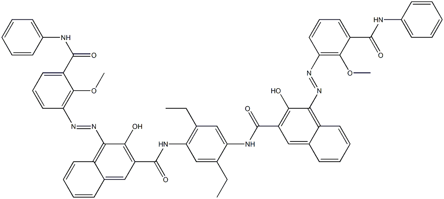 N,N'-(2,5-Diethyl-1,4-phenylene)bis[4-[[6-methoxy-5-(phenylcarbamoyl)phenyl]azo]-3-hydroxy-2-naphthalenecarboxamide] 结构式