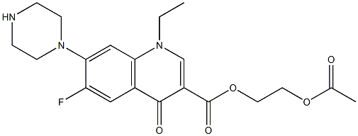 1-Ethyl-1,4-dihydro-6-fluoro-4-oxo-7-(1-piperazinyl)quinoline-3-carboxylic acid 2-acetyloxyethyl ester 结构式