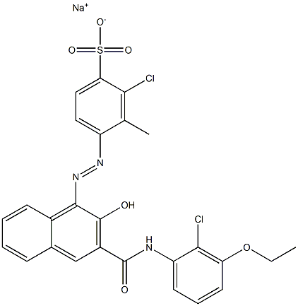 2-Chloro-3-methyl-4-[[3-[[(2-chloro-3-ethoxyphenyl)amino]carbonyl]-2-hydroxy-1-naphtyl]azo]benzenesulfonic acid sodium salt 结构式