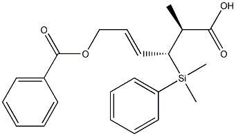 (2S,3R,4E)-2-Methyl-3-[dimethyl(phenyl)silyl]-6-benzoyloxy-4-hexenoic acid 结构式