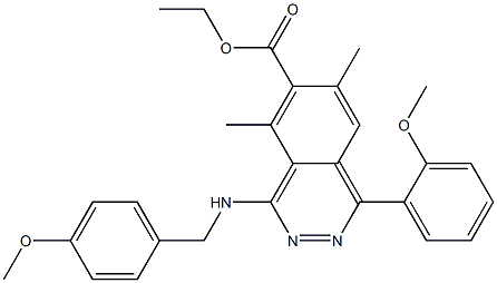 1-(2-Methoxyphenyl)-4-(4-methoxybenzylamino)-5,7-dimethylphthalazine-6-carboxylic acid ethyl ester 结构式