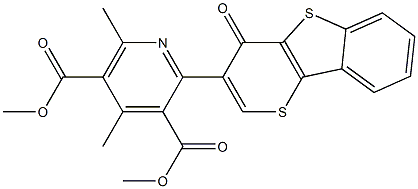 4,6-Dimethyl-2-[4-oxo-4H-thiopyrano[3,2-b][1]benzothiophen-3-yl]pyridine-3,5-dicarboxylic acid dimethyl ester 结构式