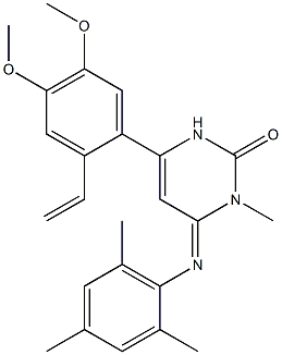 3,4-Dihydro-6-(2-ethenyl-4,5-dimethoxyphenyl)-3-methyl-4-(2,4,6-trimethylphenylimino)pyrimidin-2(1H)-one 结构式