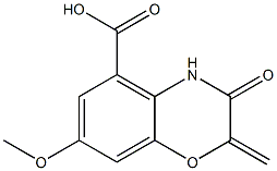 2-Methylene-7-methoxy-3-oxo-3,4-dihydro-2H-1,4-benzoxazine-5-carboxylic acid 结构式