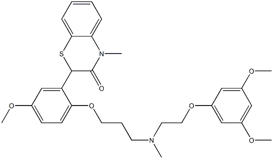 2-[2-[3-[N-[2-(3,5-Dimethoxyphenoxy)ethyl]methylamino]propyloxy]-5-methoxyphenyl]-4-methyl-4H-1,4-benzothiazin-3(2H)-one 结构式