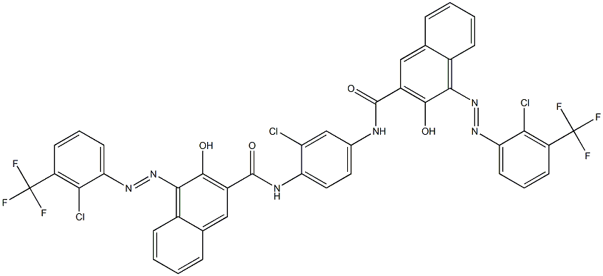 1,4-Bis[1-[[2-chloro-3-(trifluoromethyl)phenyl]azo]-2-hydroxy-3-naphthoylamino]-2-chlorobenzene 结构式