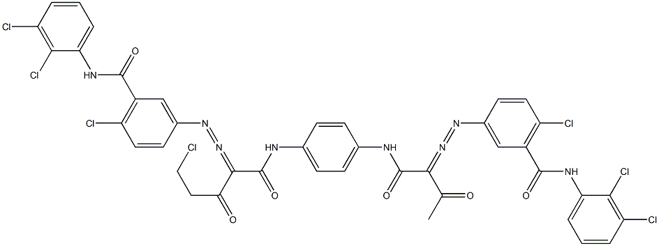 3,3'-[2-(Chloromethyl)-1,4-phenylenebis[iminocarbonyl(acetylmethylene)azo]]bis[N-(2,3-dichlorophenyl)-6-chlorobenzamide] 结构式