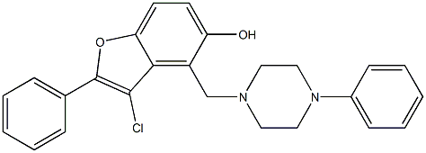 3-Chloro-2-phenyl-4-[(4-phenyl-1-piperazinyl)methyl]benzofuran-5-ol 结构式