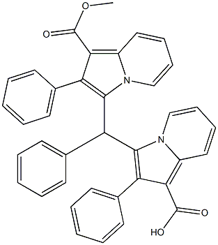 3,3'-Benzylidenebis(2-phenylindolizine-1-carboxylic acid methyl) ester 结构式