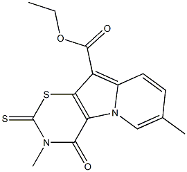 3,4-Dihydro-4-oxo-2-thioxo-3,7-dimethyl-2H-1,3-thiazino[6,5-b]indolizine-10-carboxylic acid ethyl ester 结构式