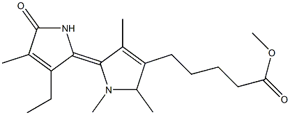 2-[(2Z)-3-Ethyl-4-methyl-5-oxo-(2,5-dihydro-1H-pyrrol)-2-ylidene]methyl-3,5-dimethyl-1H-pyrrole-4-pentanoic acid methyl ester 结构式