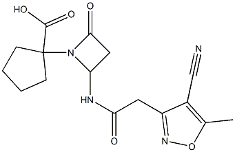 1-[2-Oxo-4-[2-(4-cyano-5-methylisoxazol-3-yl)acetylamino]azetidin-1-yl]cyclopentane-1-carboxylic acid 结构式