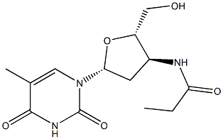 5-Methyl-3'-[propanoylamino]-2',3'-dideoxyuridine 结构式