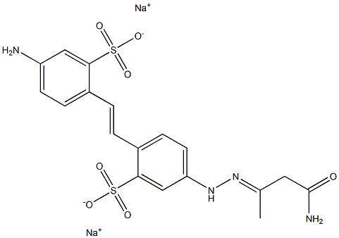 4-Amino-4'-[2-(3-amino-1-methyl-3-oxopropylidene)hydrazino]-2,2'-stilbenedisulfonic acid disodium salt 结构式