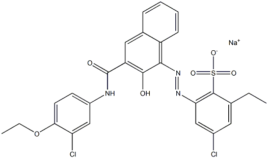 4-Chloro-2-ethyl-6-[[3-[[(3-chloro-4-ethoxyphenyl)amino]carbonyl]-2-hydroxy-1-naphtyl]azo]benzenesulfonic acid sodium salt 结构式