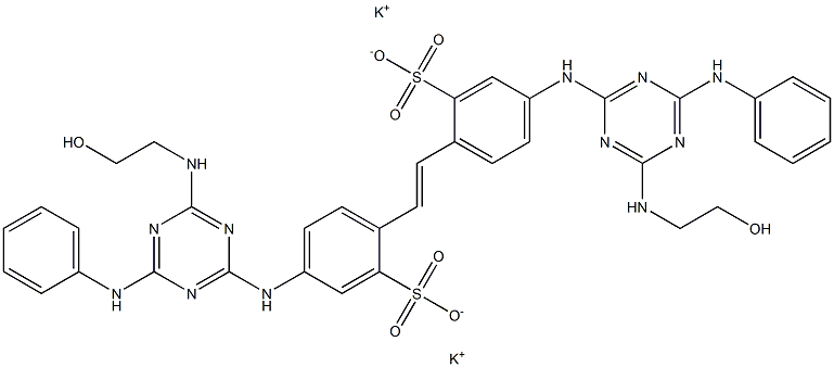 4,4'-Bis[4-anilino-6-(2-hydroxyethylamino)-1,3,5-triazin-2-ylamino]-2,2'-stilbenedisulfonic acid dipotassium salt 结构式