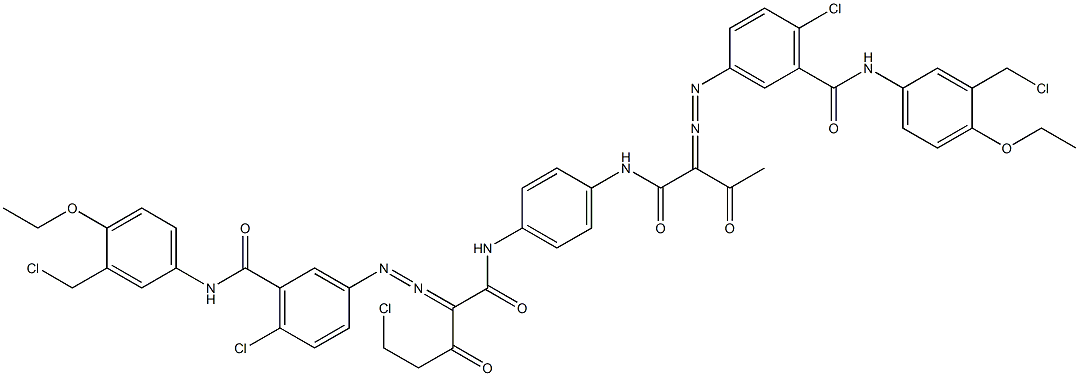 3,3'-[2-(Chloromethyl)-1,4-phenylenebis[iminocarbonyl(acetylmethylene)azo]]bis[N-[3-(chloromethyl)-4-ethoxyphenyl]-6-chlorobenzamide] 结构式