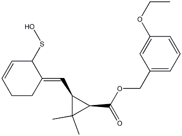 (1R,3S)-2,2-Dimethyl-3-[[(3E)-2,3,4,5-tetrahydro-2-oxothiophen]-3-ylidenemethyl]cyclopropane-1-carboxylic acid-3-ethoxybenzyl ester 结构式