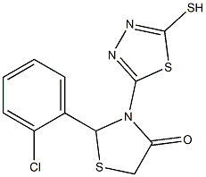 2-(2-Chlorophenyl)-3-(5-mercapto-1,3,4-thiadiazol-2-yl)thiazolidin-4-one 结构式