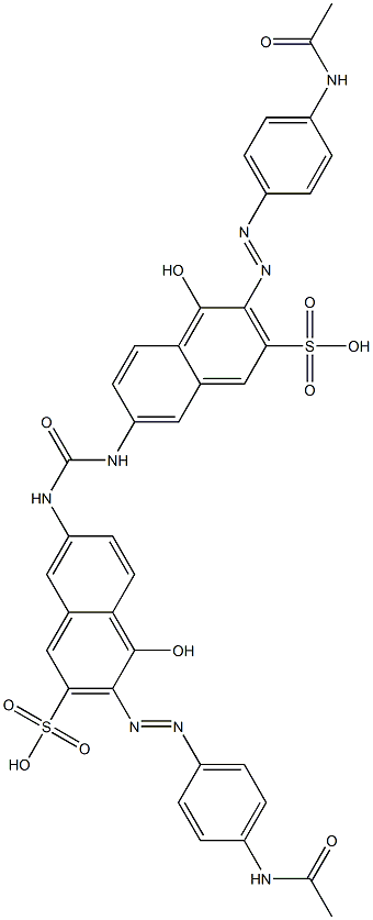 7,7'-(Carbonylbisimino)bis[3-[4-(acetylamino)phenylazo]-4-hydroxy-2-naphthalenesulfonic acid] 结构式