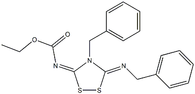 3-[(Ethoxycarbonyl)imino]-4-benzyl-5-(benzylimino)-1,2,4-dithiazolidine 结构式