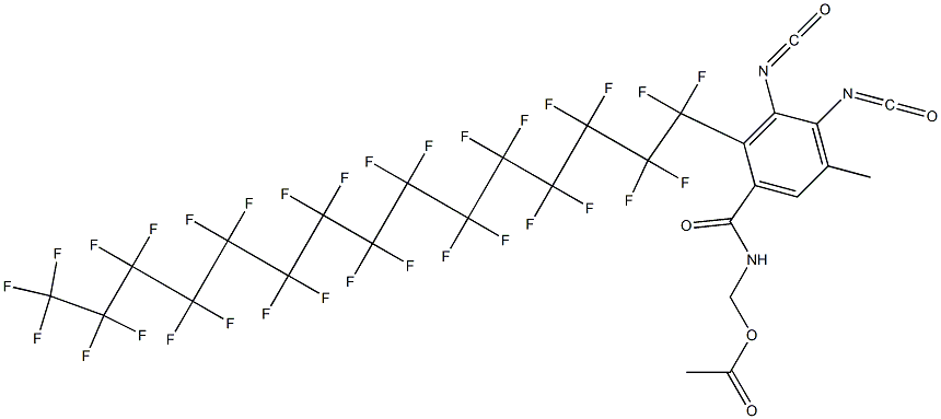 N-(Acetyloxymethyl)-2-(hentriacontafluoropentadecyl)-3,4-diisocyanato-5-methylbenzamide 结构式