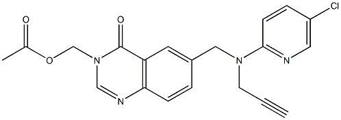 3-Acetyloxymethyl-6-[N-(5-chloro-2-pyridinyl)-N-(2-propynyl)aminomethyl]quinazolin-4(3H)-one 结构式