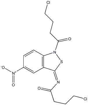 5-Nitro-1-(4-chlorobutyryl)-3(1H)-(4-chlorobutyryl)imino-2,1-benzisothiazole 结构式