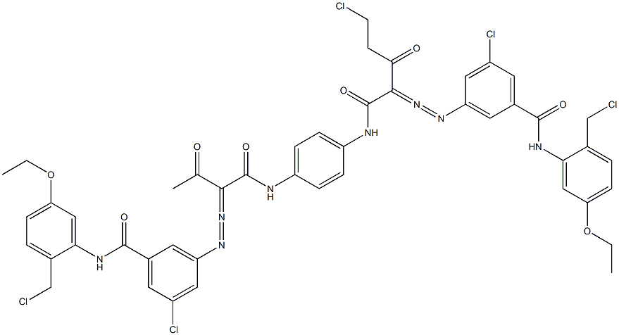 3,3'-[2-(Chloromethyl)-1,4-phenylenebis[iminocarbonyl(acetylmethylene)azo]]bis[N-[2-(chloromethyl)-5-ethoxyphenyl]-5-chlorobenzamide] 结构式