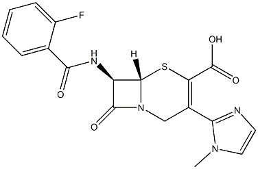 (7R)-7-[(2-Fluorobenzoyl)amino]-3-(1-methyl-1H-imidazol-2-yl)cepham-3-ene-4-carboxylic acid 结构式