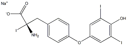 (S)-2-Amino-3-[4-(4-hydroxy-3,5-diiodophenoxy)phenyl]-2-iodopropanoic acid sodium salt 结构式