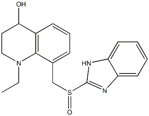 1-Ethyl-1,2,3,4-tetrahydro-4-hydroxy-8-(1H-benzimidazol-2-ylsulfinylmethyl)quinoline 结构式