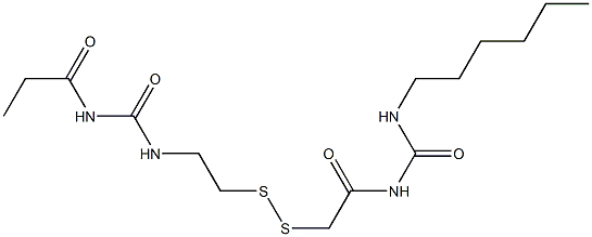 1-Propanoyl-3-[2-[[(3-hexylureido)carbonylmethyl]dithio]ethyl]urea 结构式