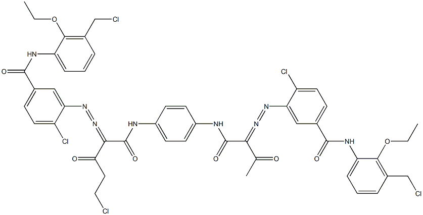 3,3'-[2-(Chloromethyl)-1,4-phenylenebis[iminocarbonyl(acetylmethylene)azo]]bis[N-[3-(chloromethyl)-2-ethoxyphenyl]-4-chlorobenzamide] 结构式