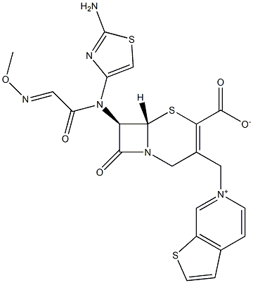 (7R)-7-[(2-Amino-4-thiazolyl)(methoxyimino)acetylamino]-3-[[(thieno[2,3-c]pyridin-6-ium)-6-yl]methyl]cepham-3-ene-4-carboxylic acid 结构式