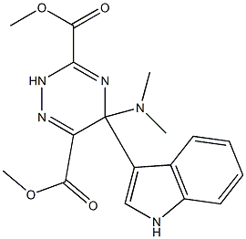 5-(1H-Indol-3-yl)-3-(methoxycarbonyl)-5-(dimethylamino)-6-(methoxycarbonyl)-2,5-dihydro-1,2,4-triazine 结构式