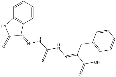 2-[[[2-[(2,3-Dihydro-2-oxo-1H-indol)-3-ylidene]hydrazino]thiocarbonyl]aminoimino]-3-phenylpropanoic acid 结构式