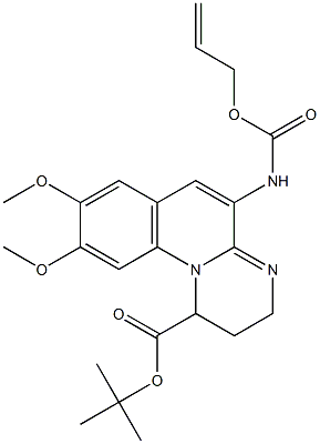 5-(Allyloxycarbonyl)amino-2,3-dihydro-8,9-bismethoxy-1H-pyrimido[1,2-a]quinoline-1-carboxylic acid tert-butyl ester 结构式