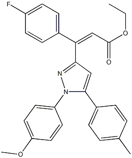 (Z)-3-(4-Fluorophenyl)-3-[[1-(4-methoxyphenyl)-5-(4-methylphenyl)-1H-pyrazol]-3-yl]propenoic acid ethyl ester 结构式