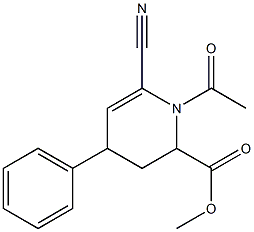 2-(Methoxycarbonyl)-1-acetyl-1,2,3,4-tetrahydro-4-phenylpyridine-6-carbonitrile 结构式