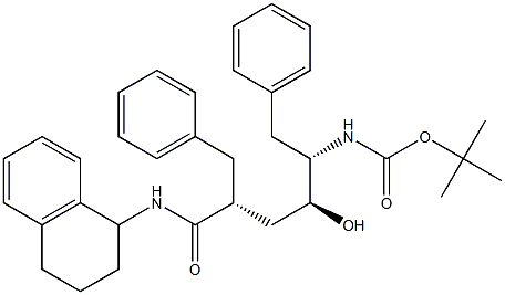 (2R,4S,5S)-2-Benzyl-5-(tert-butyloxycarbonylamino)-N-[(1,2,3,4-tetrahydronaphthalen)-1-yl]-4-hydroxy-6-phenylhexanamide 结构式