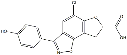 5-Chloro-7,8-dihydro-3-(4-hydroxyphenyl)furo[2,3-g][1,2]benzisoxazole-7-carboxylic acid 结构式