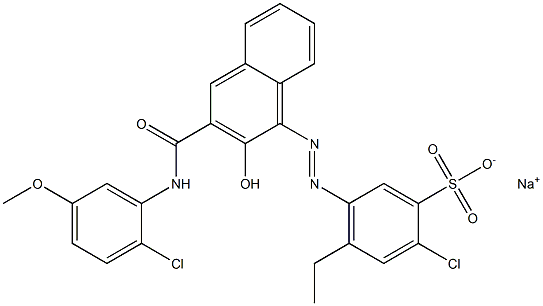 2-Chloro-4-ethyl-5-[[3-[[(2-chloro-5-methoxyphenyl)amino]carbonyl]-2-hydroxy-1-naphtyl]azo]benzenesulfonic acid sodium salt 结构式