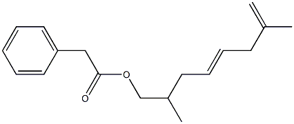 Phenylacetic acid 2,7-dimethyl-4,7-octadienyl ester 结构式