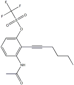 Trifluoromethanesulfonic acid 3-acetylamino-2-(1-hexynyl)phenyl ester 结构式