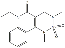 4-(Ethoxycarbonyl)-2,6-dimethyl-3-phenyl-5,6-dihydro-2H-1,2,6-thiadiazine-1,1-dioxide 结构式