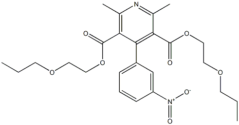 2,6-Dimethyl-4-(3-nitrophenyl)pyridine-3,5-dicarboxylic acid di(2-propyloxyethyl) ester 结构式