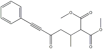 2-[4-Oxo-6-phenyl-5-hexyn-2-yl]malonic acid dimethyl ester 结构式