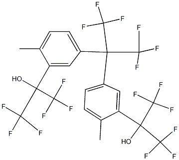 2,2-Bis[4-methyl-3-(2-hydroxy-1,1,1,3,3,3-hexafluoropropan-2-yl)phenyl]-1,1,1,3,3,3-hexafluoropropane 结构式