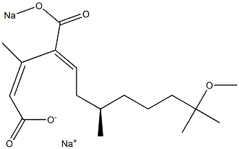 (2Z,4E,7R)-11-Methoxy-3,7,11-trimethyl-4-(sodiooxycarbonyl)-2,4-dodecadienoic acid sodium salt 结构式